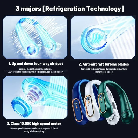 Wearable Neck Fan — 5-Speed Bladeless Hands-Free Cooling Fan