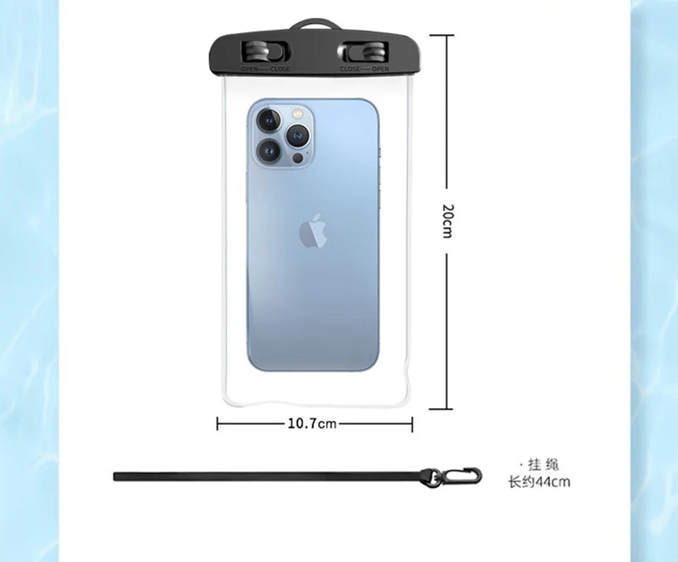 Waterproof Phone Pouch — IPX8 Universal Underwater Case with Lanyard