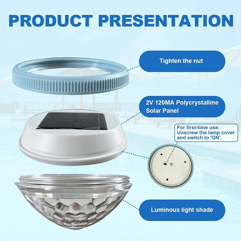 Solar Floating Pool Lights (2 Pack) — RGB Color Changing Waterproof LED