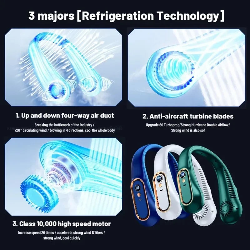 Wearable Neck Fan — 5-Speed Bladeless Hands-Free Cooling Fan