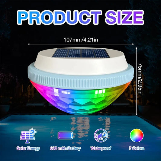Solar Floating Pool Lights (2 Pack) — RGB Color Changing Waterproof LED