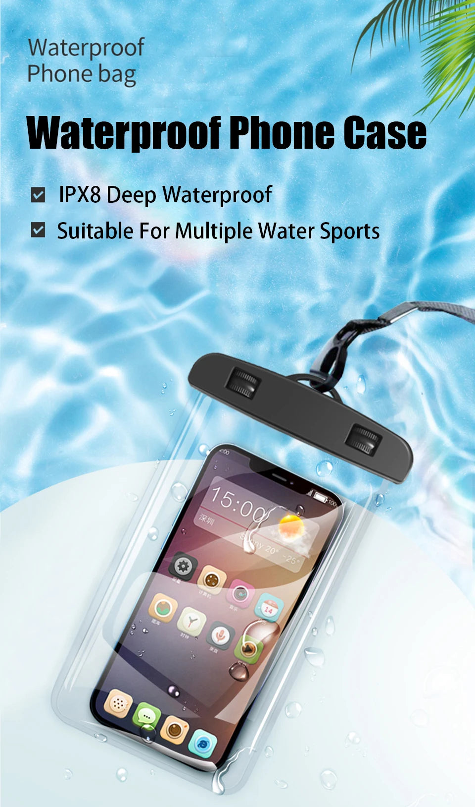 Waterproof Phone Pouch — IPX8 Universal Underwater Case with Lanyard