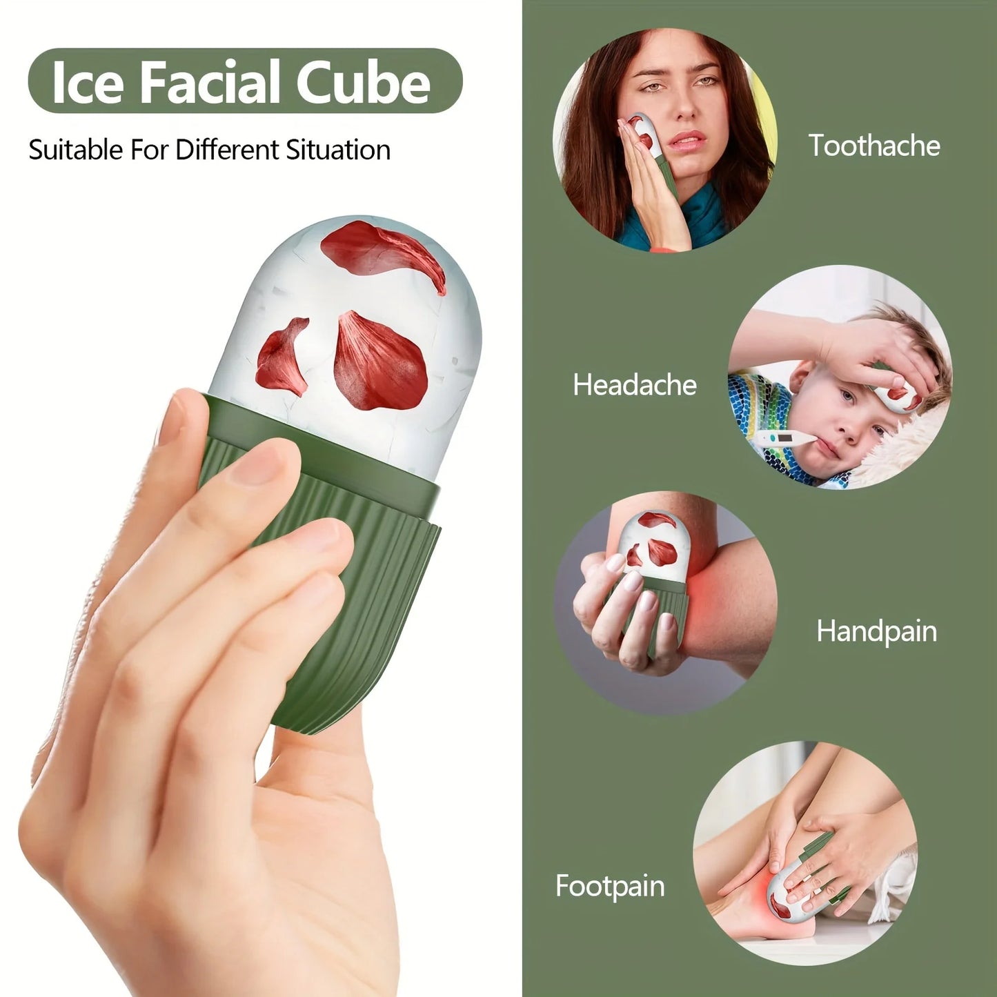 Silicone Ice Roller Face Massager — Reusable Cooling Facial Cube
