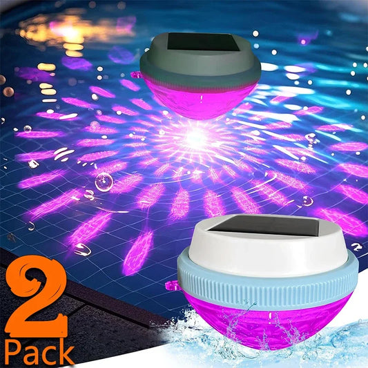Solar Floating Pool Lights (2 Pack) — RGB Color Changing Waterproof LED