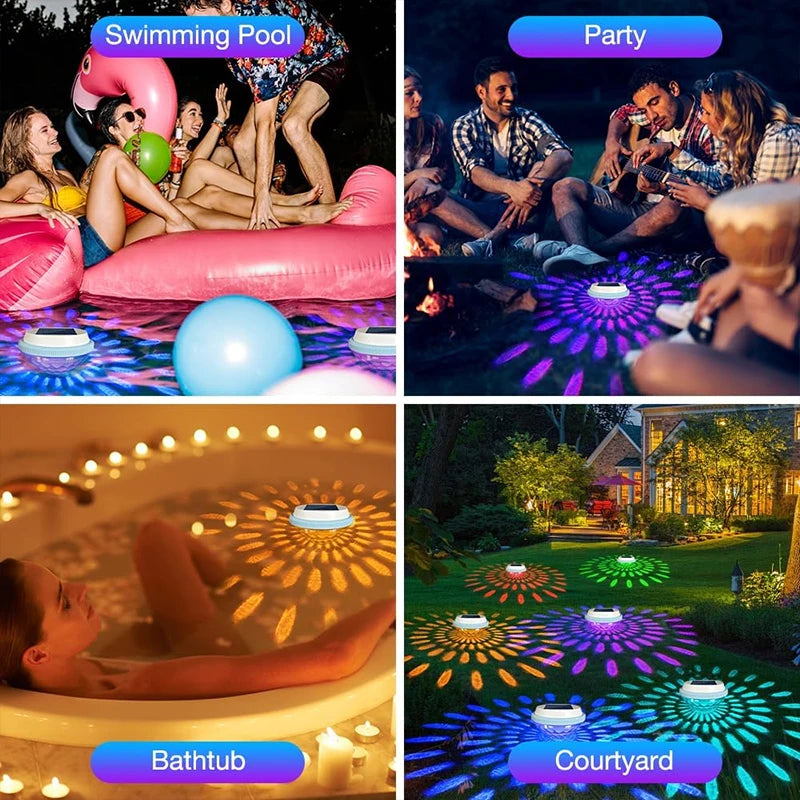 Solar Floating Pool Lights (2 Pack) — RGB Color Changing Waterproof LED