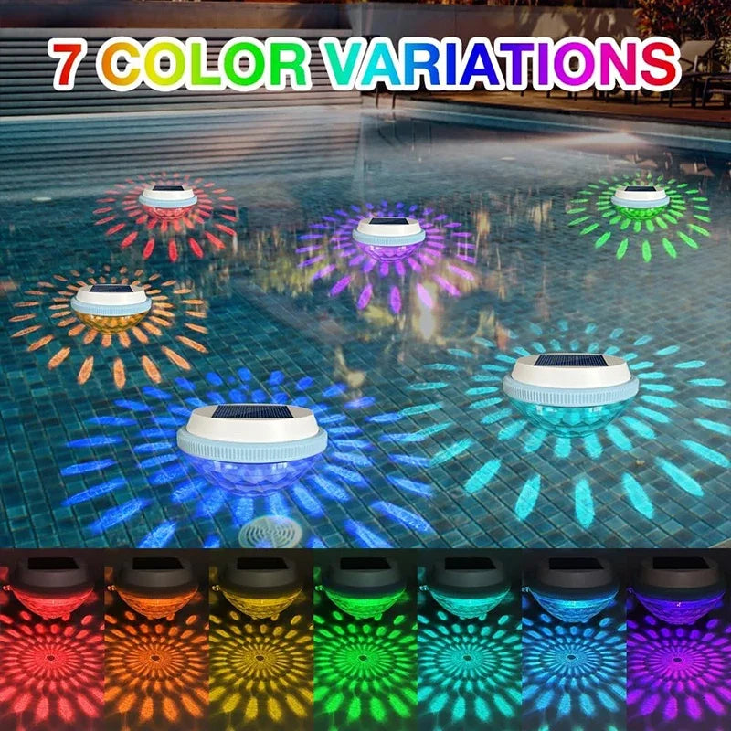 Solar Floating Pool Lights (2 Pack) — RGB Color Changing Waterproof LED