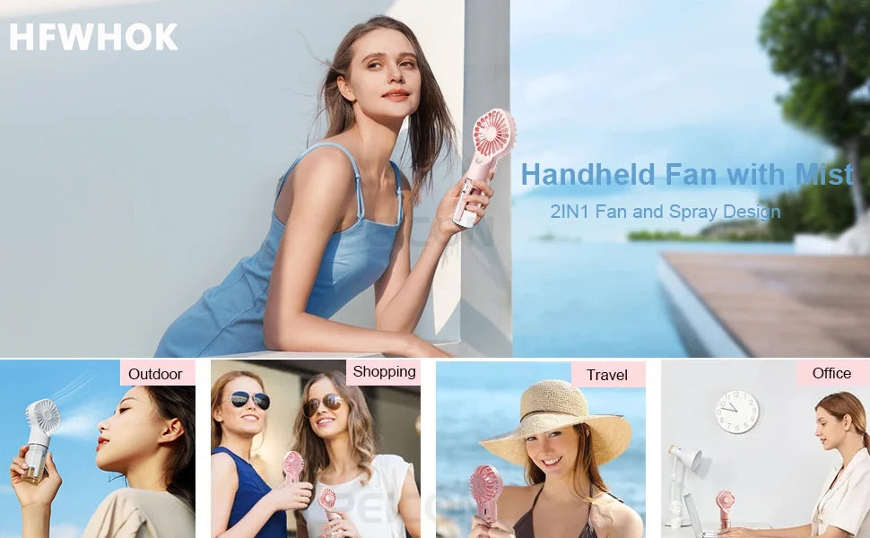 Portable Misting Fan — 4-Speed Handheld Cooling Spray Fan