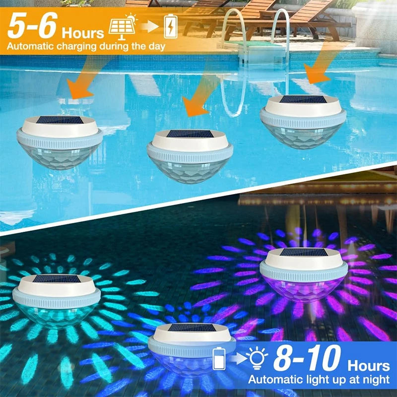 Solar Floating Pool Lights (2 Pack) — RGB Color Changing Waterproof LED