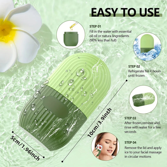 Silicone Ice Roller Face Massager — Reusable Cooling Facial Cube