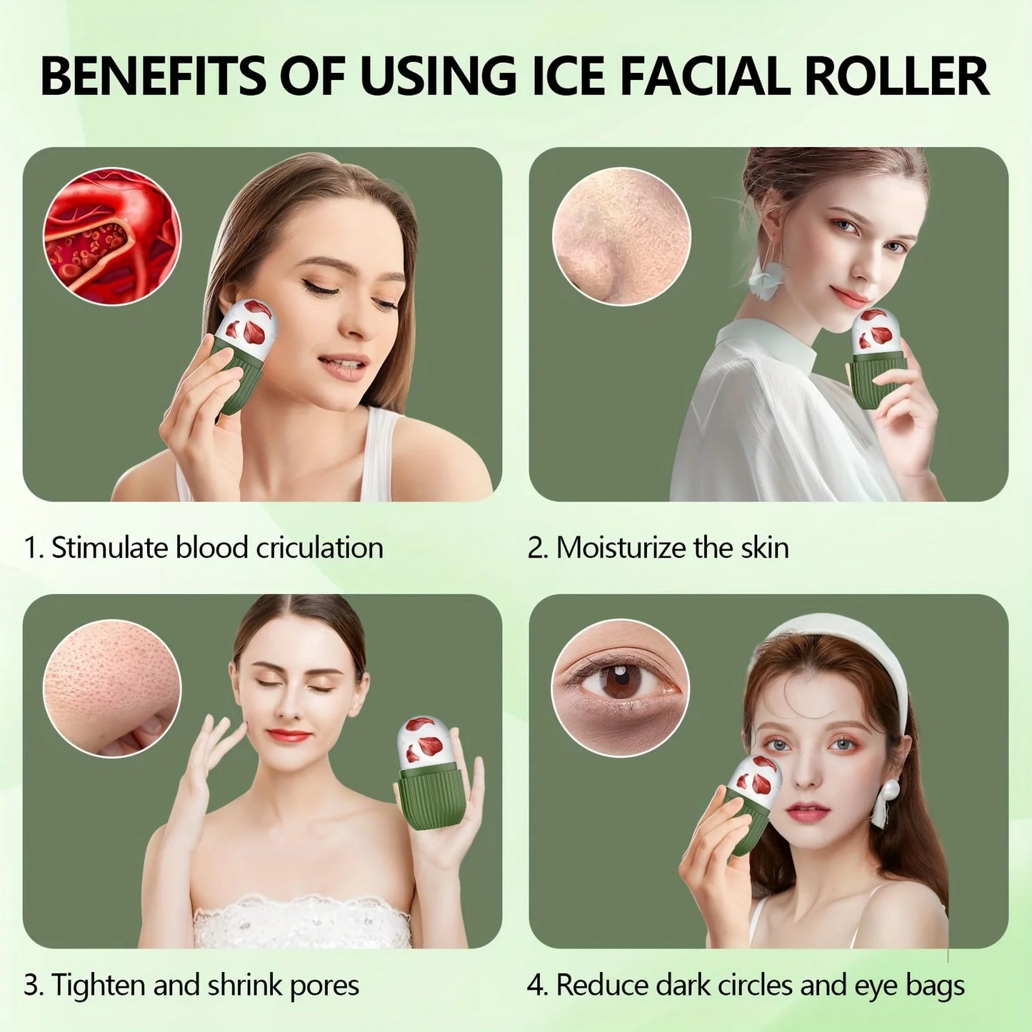Silicone Ice Roller Face Massager — Reusable Cooling Facial Cube